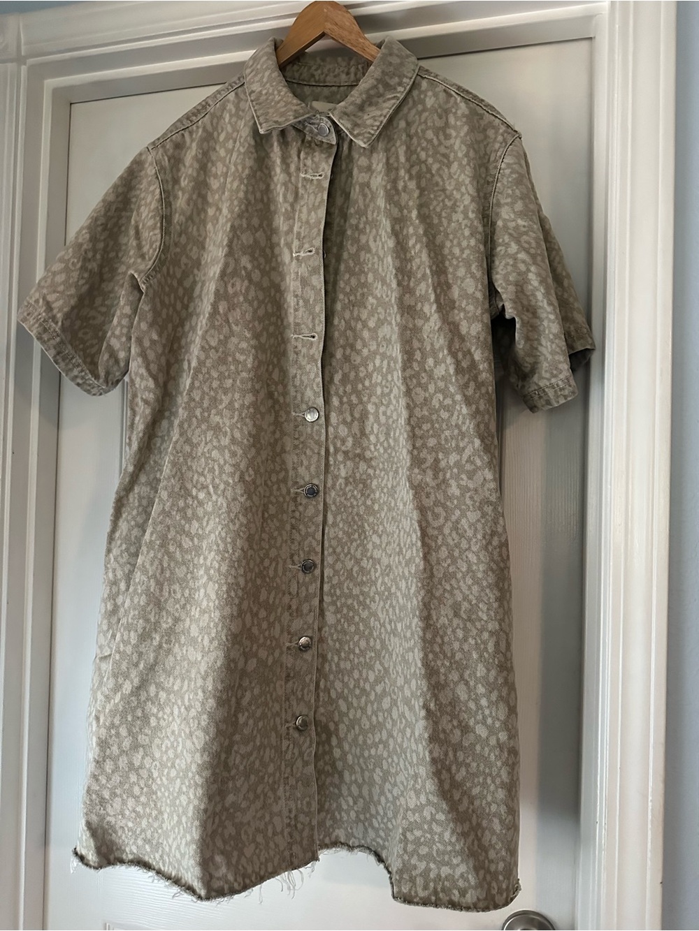 Leopard print denim dress